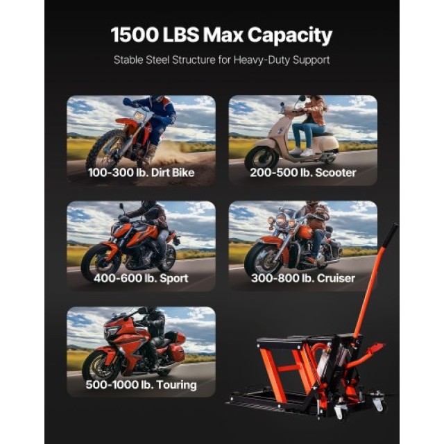 VEVOR Υδραυλικός Ανυψωτήρας Μοτοσικλέτας 1500lbs MTCXXSJJ1500H9RITV0