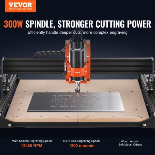VEVOR  Μηχάνημα CNC Router 400x400x60mm, 300W, 3 Άξονες GRBL, 1200R...