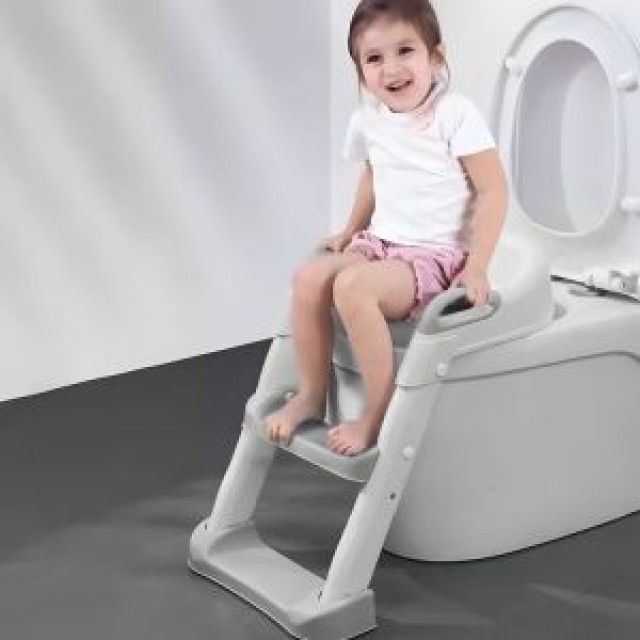 ECOTOYS Μειωτήρας τουαλέτας  με Σκάλες και Σκαλοπάτι Γκρι PP8001-Grey