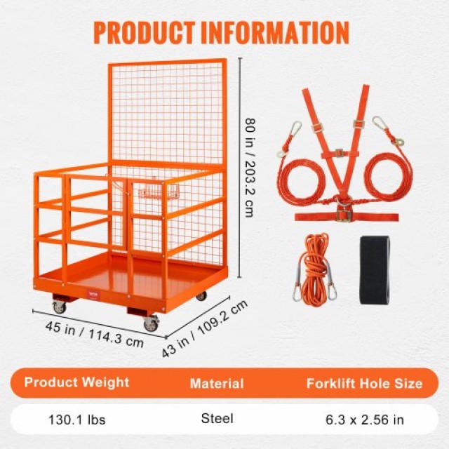 Πλατφόρμα Ασφαλείας Κλαρκ VEVOR 43x45in 1400lbs με Ρόδες για Εναέρι...