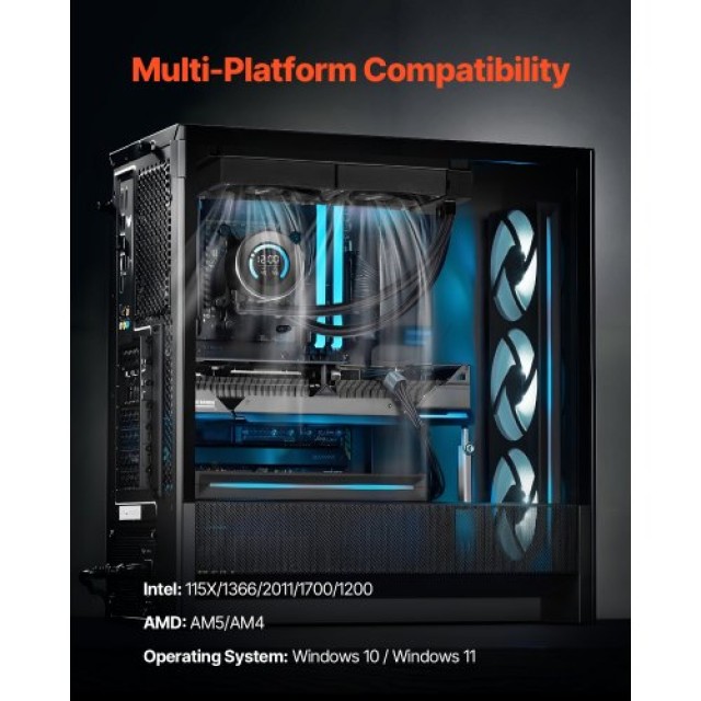 VEVOR Ψύκτρα Υγρού CPU AIO με Ανεμιστήρα 120 mm για Intel AMD CPULQ...
