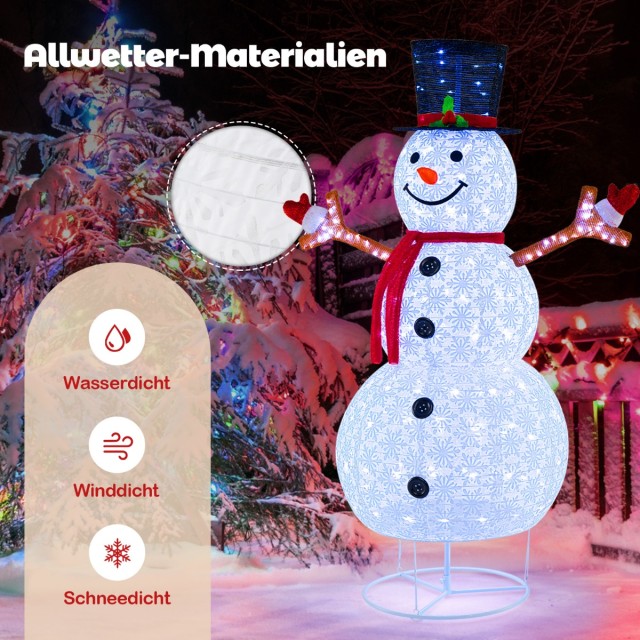 Costway Φωτιζόμενος Χιονάνθρωπος με Καπέλο και Κασκόλ (184 εκ.) CM2...