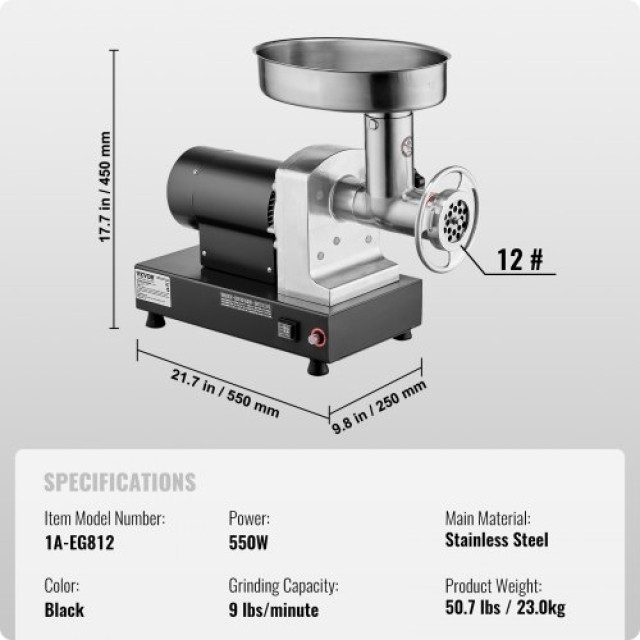 VEVOR  Ηλεκτρικός Κρεατομηχανή 9 lbs/min & Παρασκευαστής Λουκάνικων Κουζίνας SYTMDDJRJSYSM416UV2