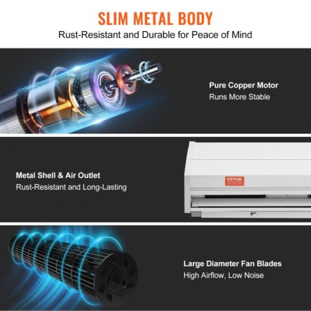 Επαγγελματική Αεροκουρτίνα VEVOR 0.9m με 2 Ταχύτητες 1528m³/h, UL Π...