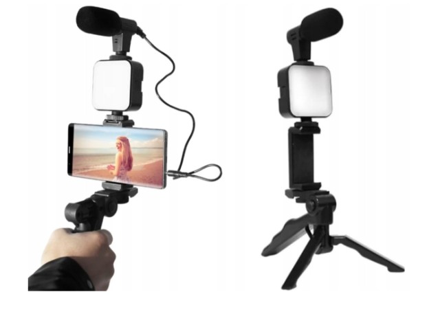 Vlogging Kit με Τρίποδο, Μικρόφωνο και Βάση Κινητού για Καταγραφή Βίντεο 5907451365045 Verk Group
