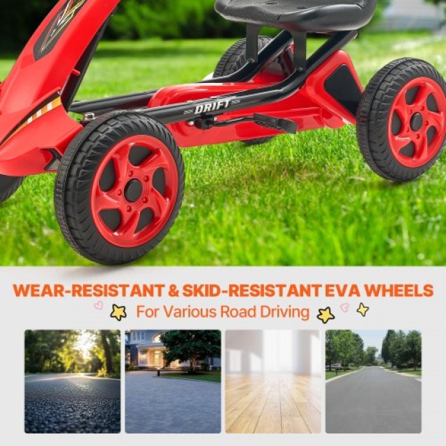 VEVOR  Παιδικό Ποδήλατο Go Kart 4 Τροχών με Ρυθμιζόμενο Κάθισμα Κόκκινο ETTBCJTK38S6FXZBJV0