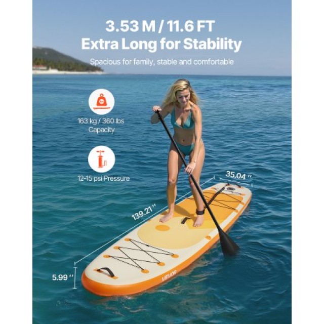 VEVOR Φουσκωτή Σανίδα SUP 3.53m με Κουπί CQJBPTK116FTSGCXH001V0