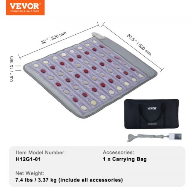 VEVOR  Θερμαντικό Υπόστρωμα Υπέρυθρης Ακτινοβολίας με Πέτρες Νεφρίτη & Τουρμαλίνης ZHZSJJRDL32W35SZ9V2