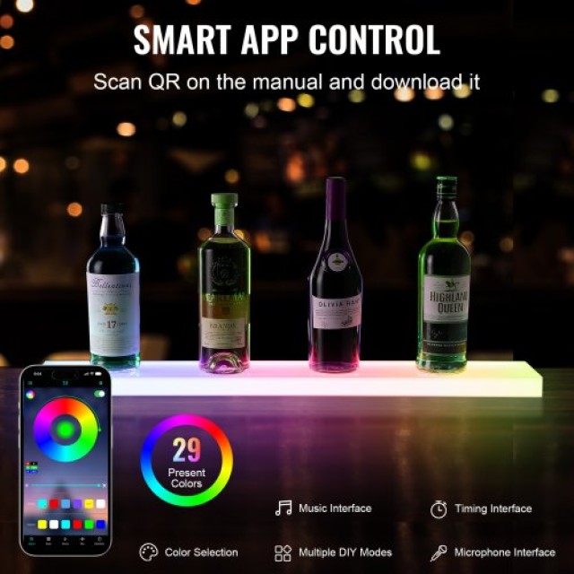 Ράφι Μπουκαλιών με LED Φωτισμό VEVOR 30 για Μπαρ Σπιτιού  ZTXLEDJPZSJ1HDBBUV2