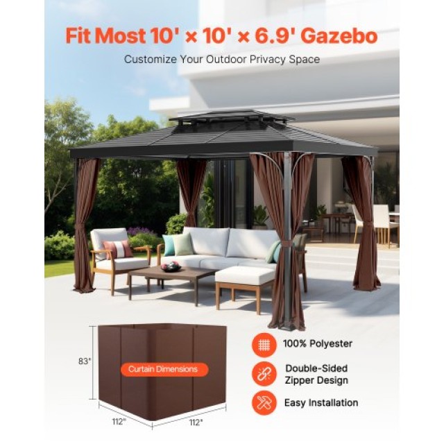 Αδιάβροχες Κουρτίνες για Κιόσκι 284 x 284 x 211 cm Καφέ SMLTCL10FT1...