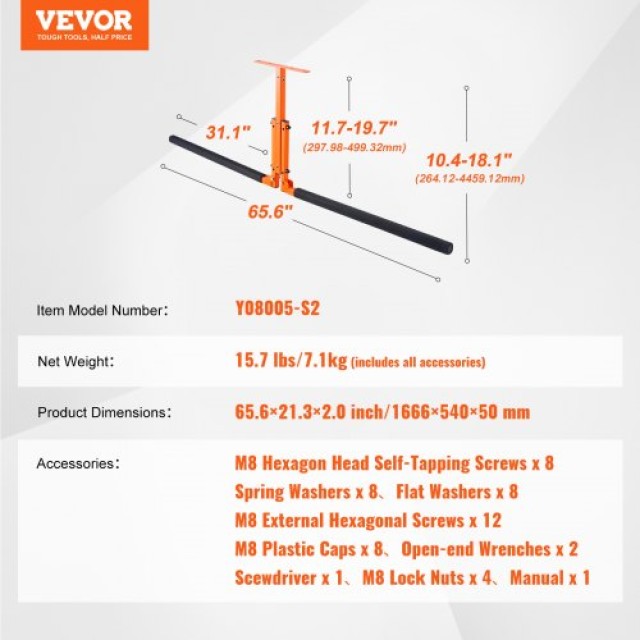 Ράφι Οροφής VEVOR για Αποθήκευση 2 Καγιάκ/Canoe/SUP  DDS2G0000000Q7...