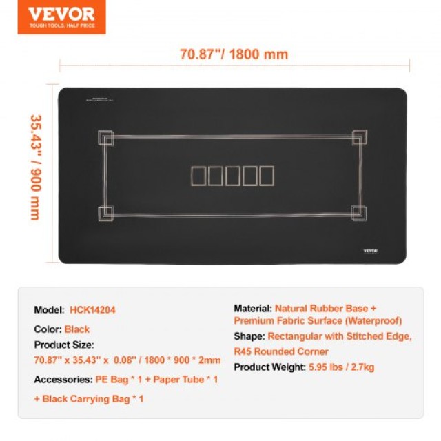 Πτυσσόμενο Τραπέζι Πόκερ VEVOR 70x35 εκ. για 6-8 Παίκτες με Τσάντα Μαύρο  PKZD705X355IQECM4V0