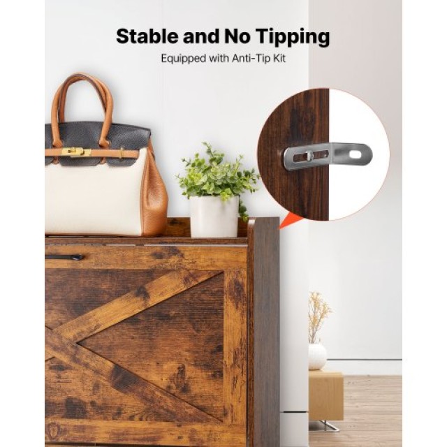 VEVOR Ντουλάπι Παπουτσιών με 2 Συρταρωτά Διαμερίσματα, Καφέ BCGBMJQ...