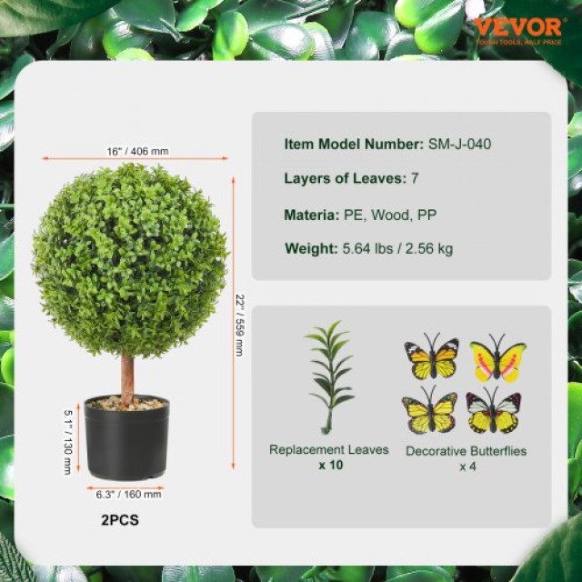 Τεχνητά Δεντράκια VEVOR Boxwood, 61 εκ., Σφαιρικά, Σετ 2 τεμ.  HYMRGXJS24YCVVYKMV0