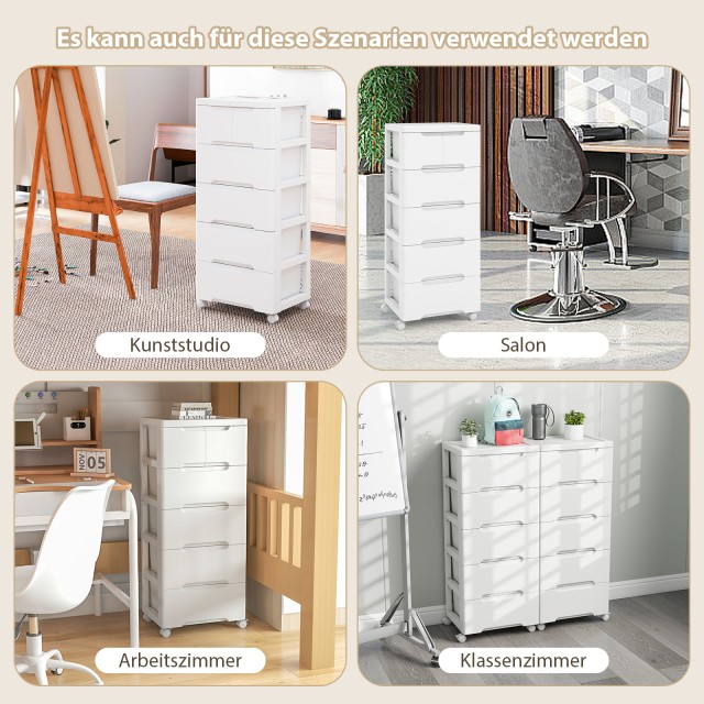 Costway Κατακόρυφη Ντουλάπα Αποθήκευσης με 6 Συρτάρια JV11500WH