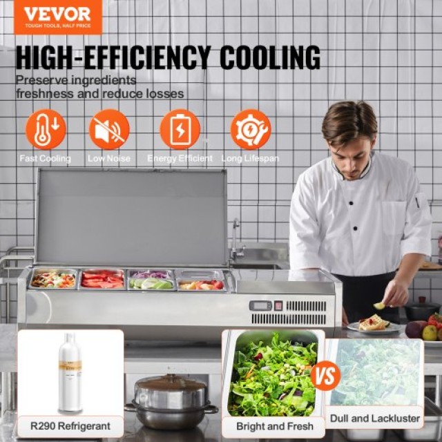 Ψυγείο Σαλάτας/Πίτσας VEVOR 140W με Ανοξείδωτη Προστασία CE  BXGZLZDWT48YDDDWXV2