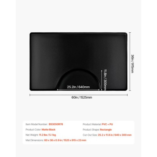 VEVOR Ορθογώνιο Στρώμα Κομμωτηρίου 1525 x 915 mm 23mm Πάχος SLDFXD7...