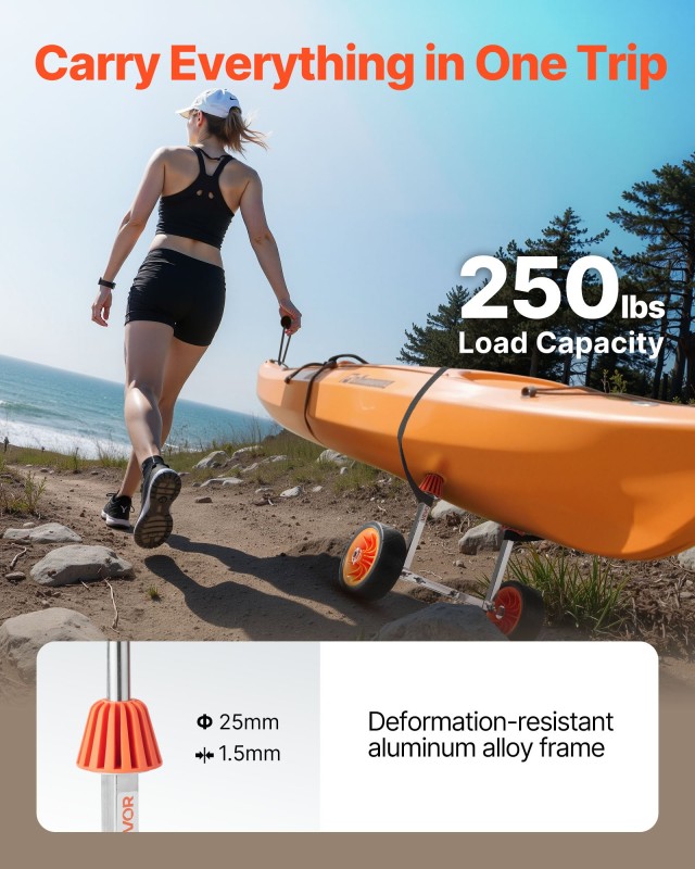 VEVOR Καγιάκ Καρότσι 113.4 κιλά Φορτίο, Διαστάσεις: 560 x 190 x 485...