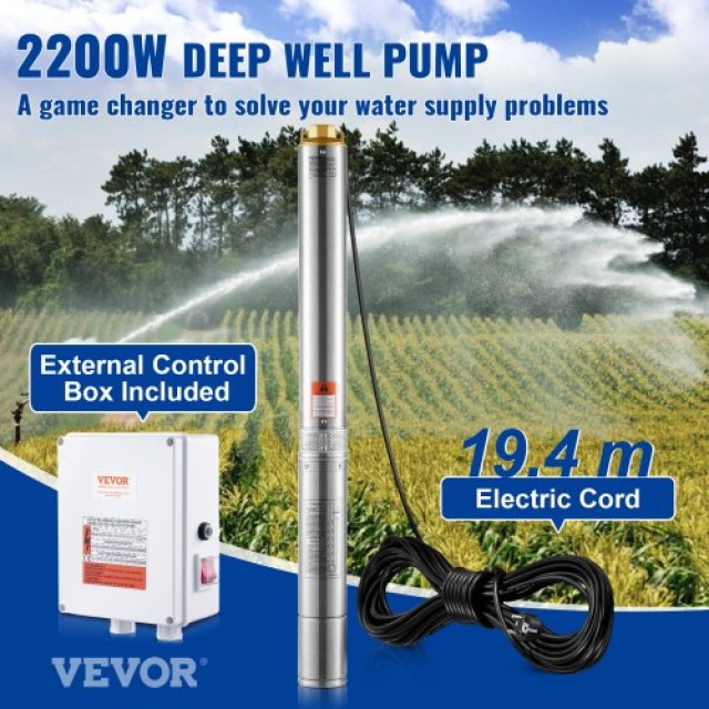 VEVOR Υποβρύχια Αντλία Ανοξείδωτη 2200W 9.8 m³/h 144 m  SJQSBMBWZ22...