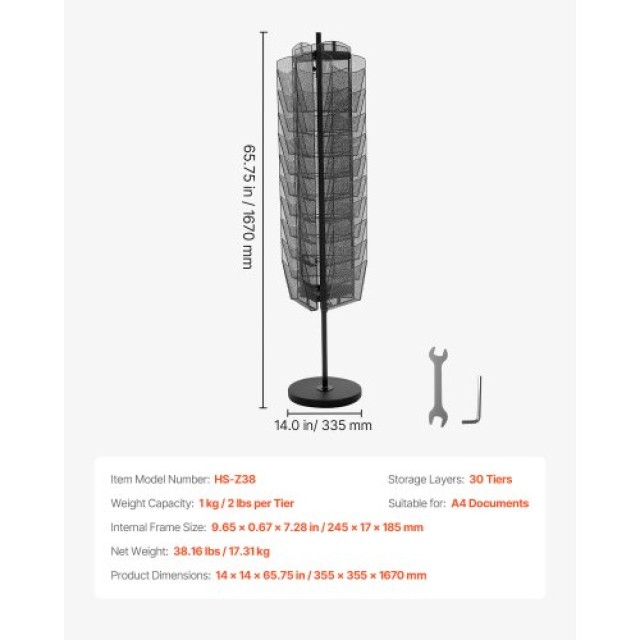 VEVOR Περιστρεφόμενη Ραφιέρα Μπροσουρών με 30 Θήκες, Φορητή Μεταλλι...