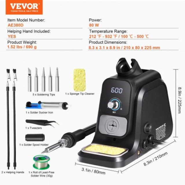 VEVOR  Σταθμός Κολλητηριού 80W LED με Βοηθητικά Χέρια  LTZDYX68WYHJY5S8QV2