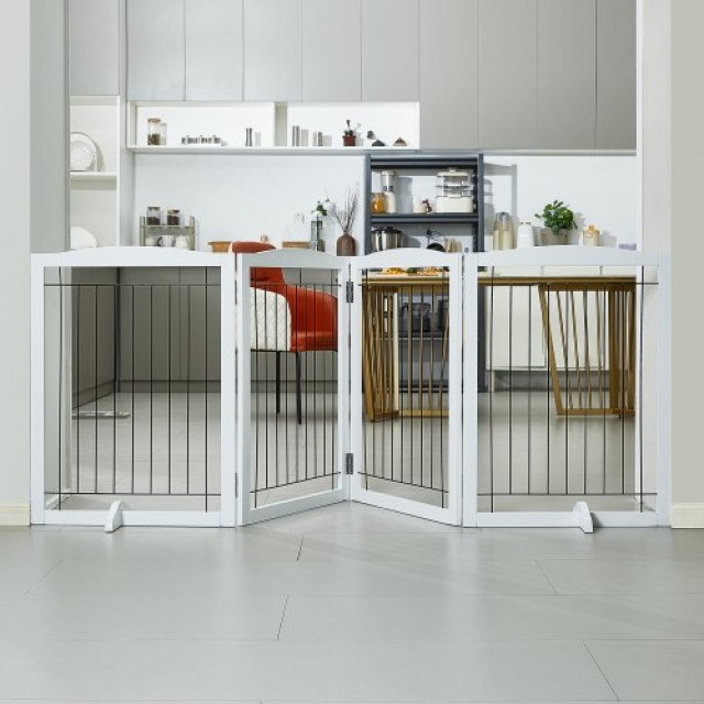 Πτυσσόμενη Λευκή Πύλη Κατοικιδίων VEVOR 32x96.5 εκ.  KZDMZCWMBSSMNJA1FV0