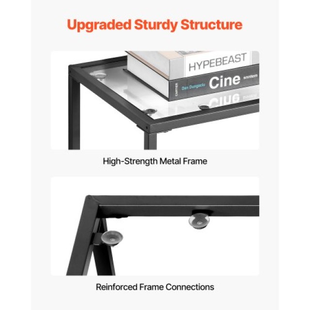 VEVOR Τραπεζάκι Γυαλιού με Μεταλλικό Σκελετό, Μαύρο, Τριών Επιπέδων... VEVOR Τραπεζάκι Γυαλιού με Μεταλλικό Σκελετό, Μαύρο, Τριών Επιπέδων...