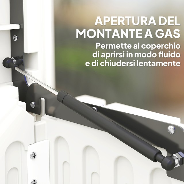 Outsunny Εξωτερικό μπαούλο 140L από αδιάβροχο και αυλακωτό PE, 140x68x68 cm, Λευκό 84G-786V00WT