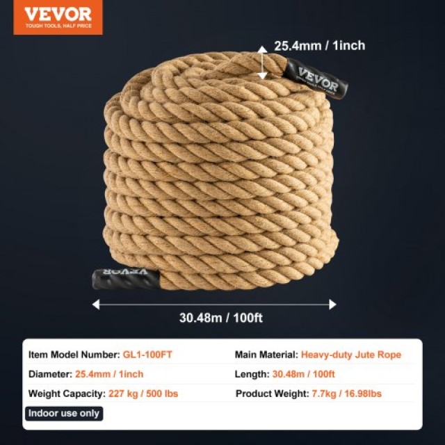 Σχοινί Αναρρίχησης Γυμναστικής 1x100FT VEVOR για Προπόνηση Δύναμης  ZYPYSZDL1YC17GH1QV0