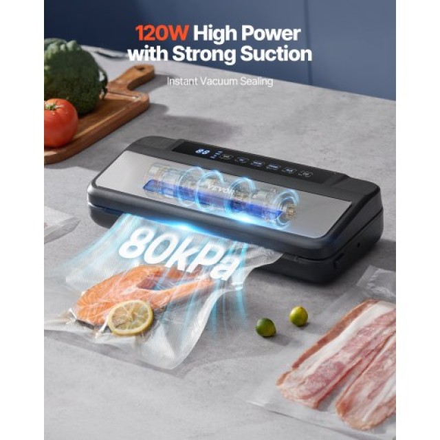 VEVOR Συσκευή Σφράγισης Κενού 7-σε-1 Αυτόματη 120W με Σακούλες & Ρο...