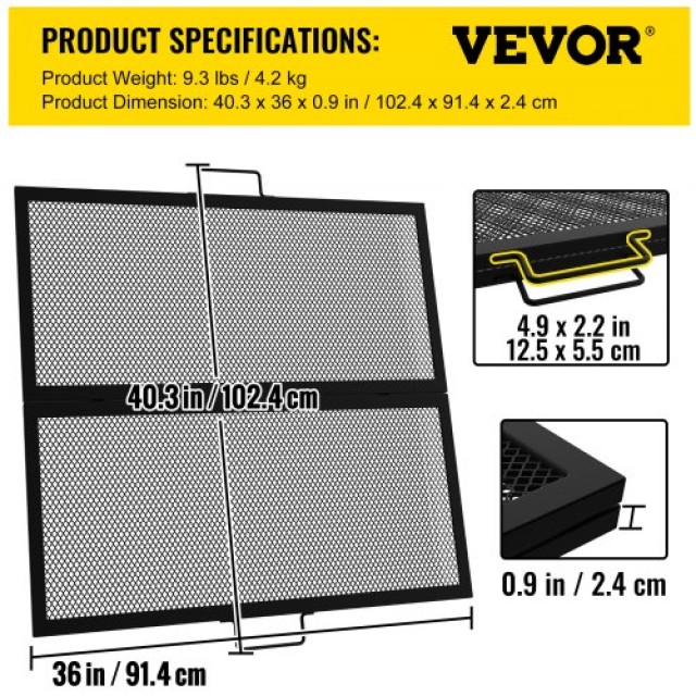 Πτυσσόμενη Τετράγωνη Σχάρα Ψησίματος 36 x 36 VEVOR για Φωτιά  FXWZLPYCH3636X1N1V0
