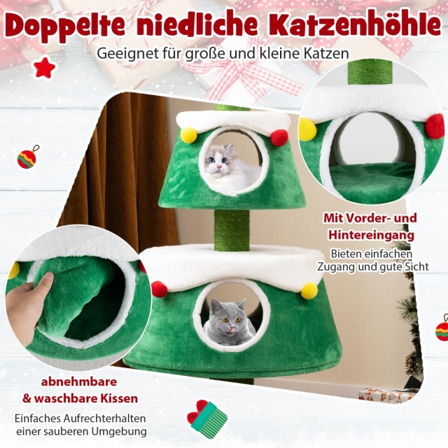 Costway Χριστουγεννιάτικο Δέντρο Γάτας με Σπηλιές, Σιζάλ Κολόνες & ...