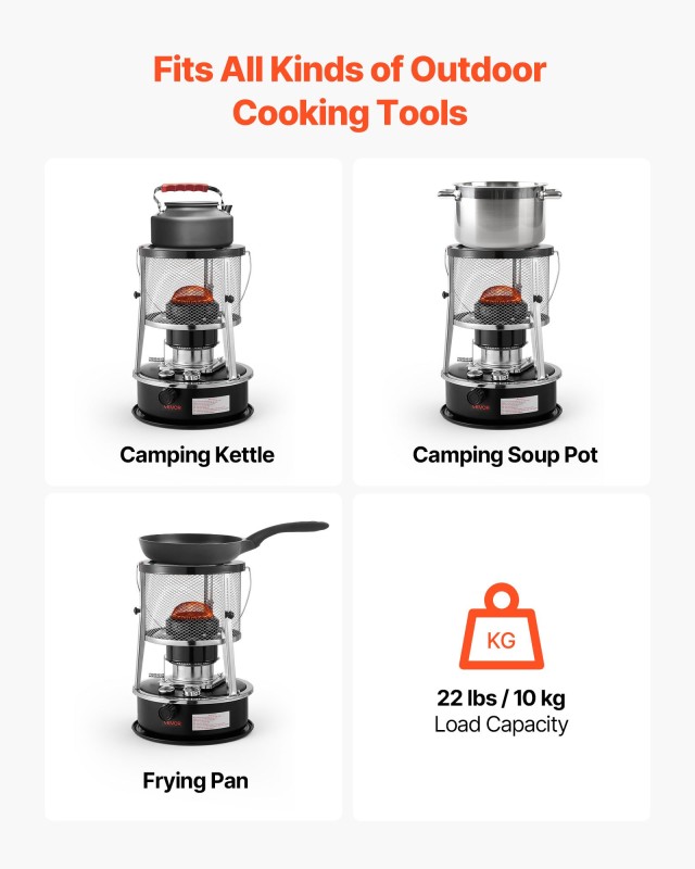 VEVOR Φορητή Κεροζινοθερμάστρα & Μαγειρική Συσκευή 2 σε 1, Ρυθμιζόμ...