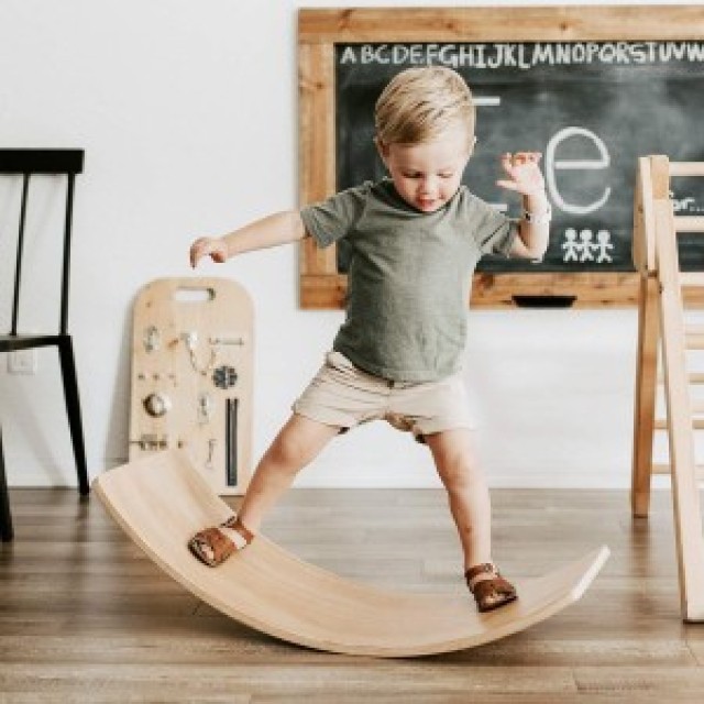 ECOTOYS Ξύλινη σανίδα ισορροπίας για παιδιά - ασκήσεις ισορροπίας μ...