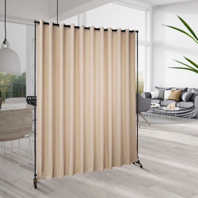 Διαχωριστικό Κουρτίνας VEVOR 8x10 ft με Ρόδες, Αλουμινένιο Πλαίσιο, Μαύρη Κουρτίνα & Τσάντα, Μπεζ  PFWMSBDDWCNCPA6MVV0