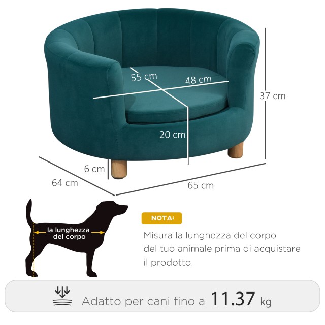 PawHut padded Dog καναπές με πλάτη και αφαιρούμενο μαξιλάρι, κρεβάτ...
