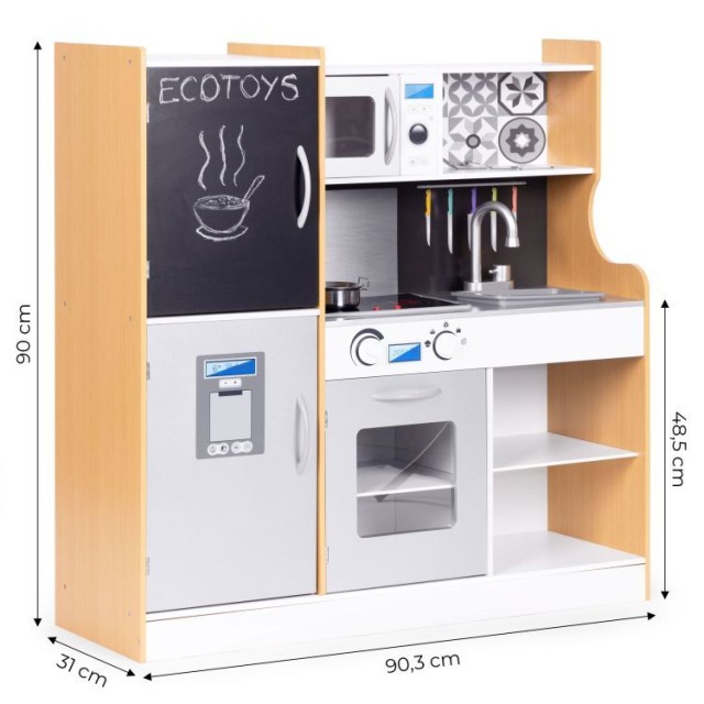 Παιδική Κουζίνα με Αξεσουάρ 90x31x90,3 cm Ecotoys TL053001
