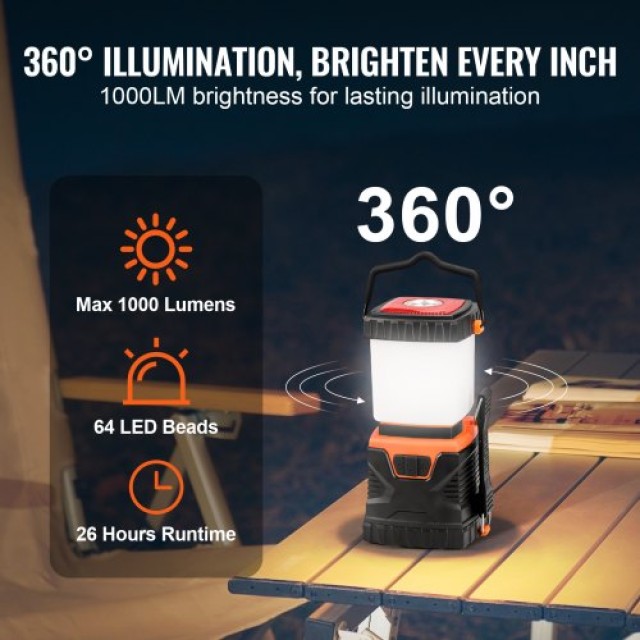 VEVOR  Επαναφορτιζόμενος Φακός LED 1000LM για Κάμπινγκ  YTSBXLEDYYD...