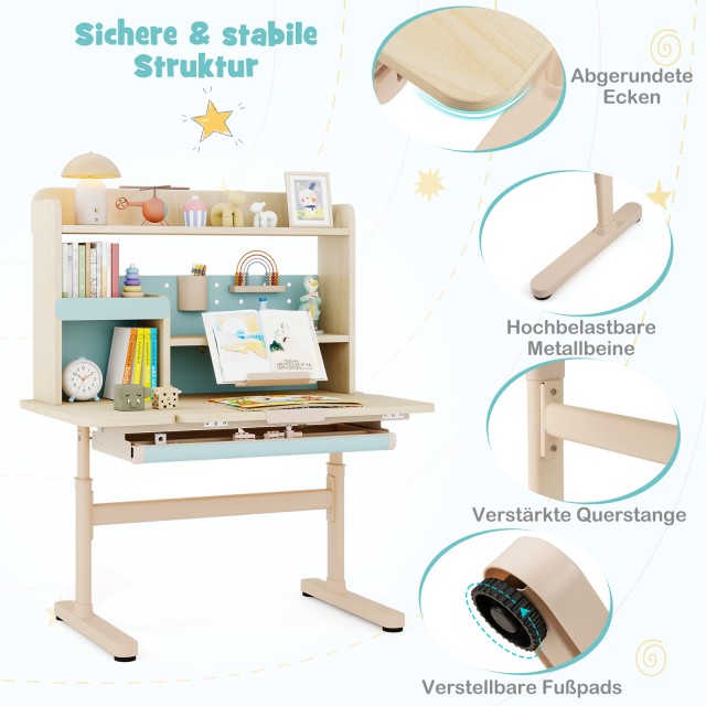 Costway Γραφείο Νεολαίας με Ρυθμιζόμενο Ύψος και Αποθηκευτικό Χώρο ...