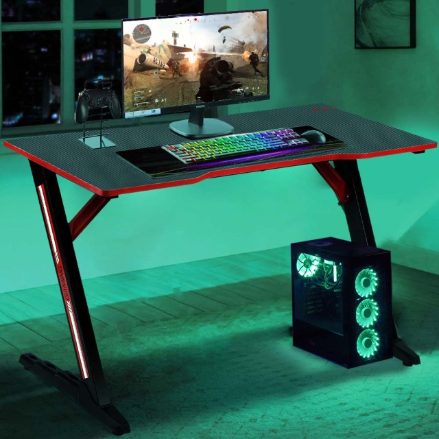 BAKAJI  Γραφείο Gaming για Υπολογιστή από Μέταλλο και Ξύλο MDF με Mouse Pad  02012072