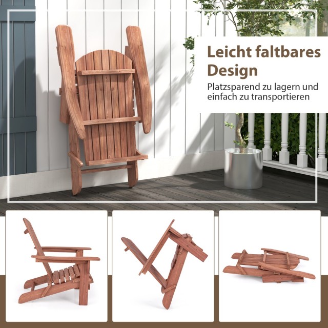 Costway Πτυσσόμενη Ξύλινη Καρέκλα Adirondack με Αντοχή 180 kg για Κ...