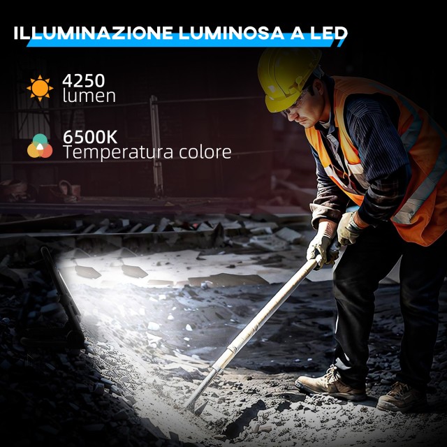 HOMCOM  Προβολέας LED Εργασίας 6500k με Περιστρεφόμενη Κεφαλή και Σ...