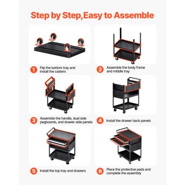 VEVOR Πολυλειτουργικό Καρότσι Εργαλείων με Ρόδες και Συρτάρι DGNGJC...