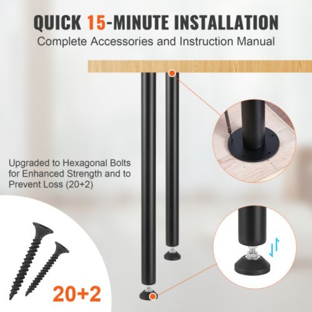 Ρυθμιζόμενα Πόδια Γραφείου VEVOR 762MM, Σετ 4 Βαρέως Τύπου Μαύρα Πό...
