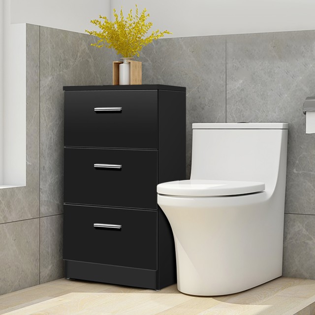 Costway Κομοδίνο με 3 Συρτάρια από Μοριοσανίδα 38 x 67 x 35cm Μαύρο...