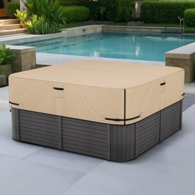 VEVOR Κάλυμμα Υδρομασάζ Εξωτερικού Χώρου 2413x2413x508mm Καφέ Αδιάβ...