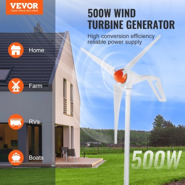 Σετ Ανεμογεννήτριας VEVOR 500W 12V με 3 Πτερύγια & MPPT Ελεγκτή  FSSFLWLFDJ40F58LIV9