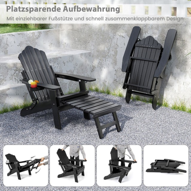 Costway Πτυσσόμενη Πολυθρόνα Adirondack με Υποπόδιο & Ρυθμιζόμενη Π...