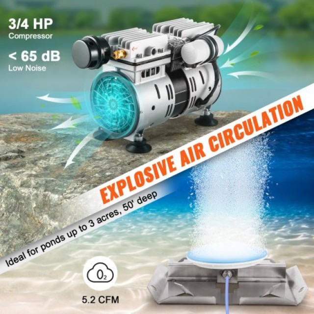 VEVOR Κιτ Αερισμού Λίμνης 3/4 HP με 2 Σωλήνες 100 & 2 Διαχυτές 10  SXPQJY550W53242TQV2