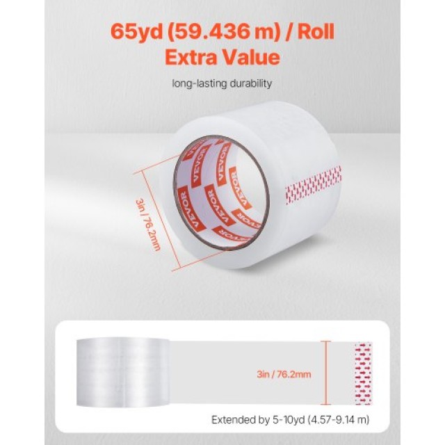 VEVOR Διαφανής Ταινία Συσκευασίας 24 Ρολά 65 Γιάρδες 2.7 Mil Heavy ... VEVOR Διαφανής Ταινία Συσκευασίας 24 Ρολά 65 Γιάρδες 2.7 Mil Heavy ...